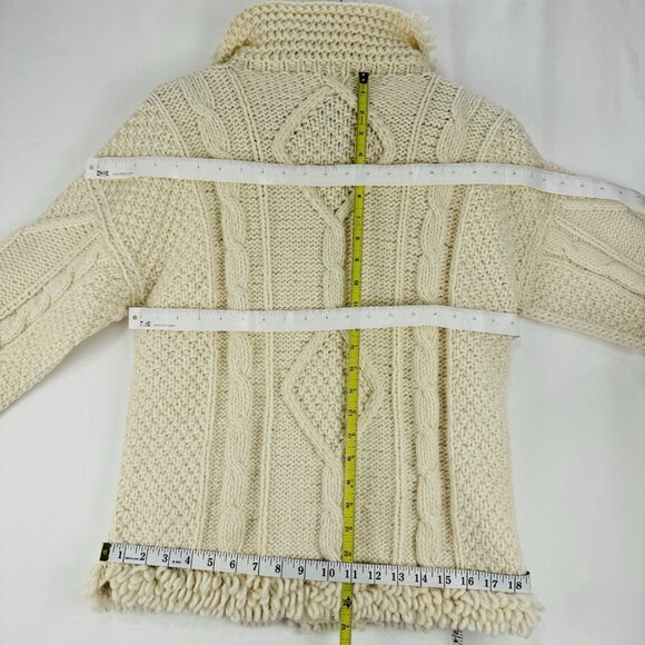 Boho Fisherman Core Milma’s Crafts Women's Large Llama Wool Zip Jacket Ecuador - Picture 6 of 7